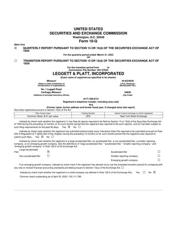 Thumbnail Leggett & Platt

 10-Q Quarterly Report FY2023 