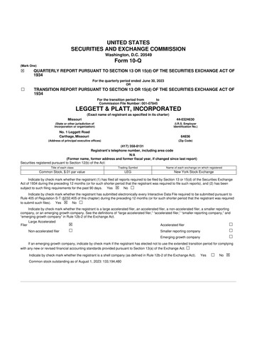 Thumbnail Leggett & Platt

 10-Q Quarterly Report FY2023 