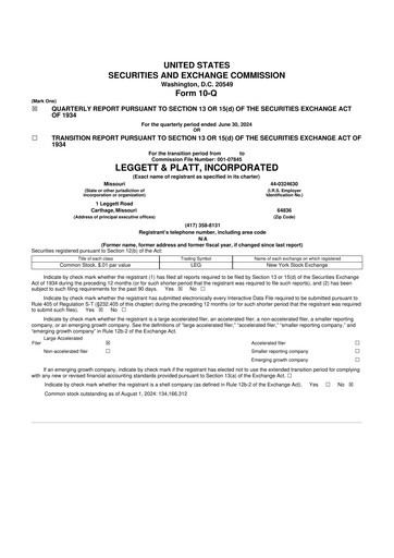 Thumbnail Leggett & Platt

 10-Q Quarterly Report FY2024 