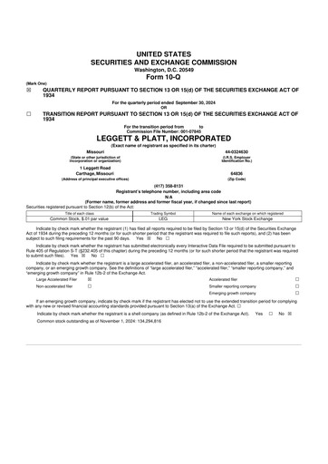 Thumbnail Leggett & Platt

 10-Q Quarterly Report FY2024 