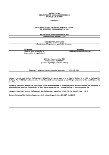 Thumbnail Kronos Worldwide 10-Q Quarterly Report FY 