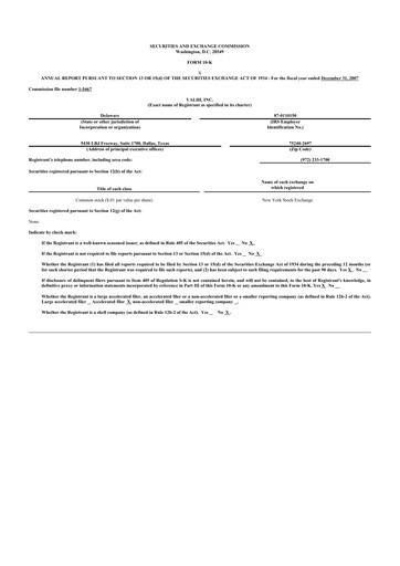 Thumbnail Valhi 10-K Annual Report 