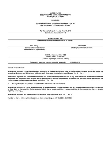 Thumbnail NL Industries 10-Q Quarterly Report FY 