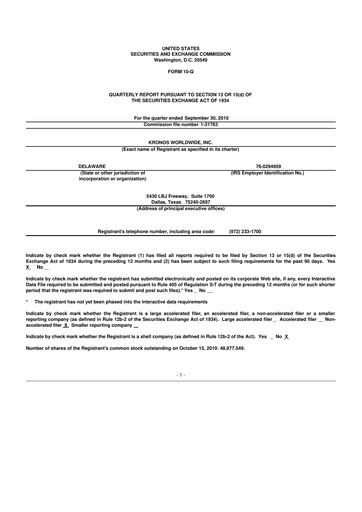 Thumbnail Kronos Worldwide 10-Q Quarterly Report FY 