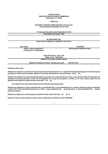 Thumbnail NL Industries 10-Q Quarterly Report FY 