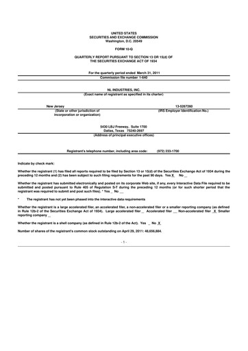 Thumbnail NL Industries 10-Q Quarterly Report FY 