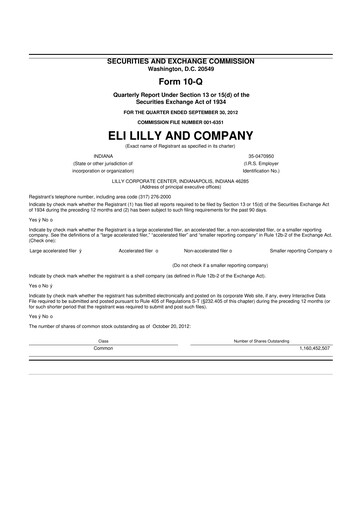 Vorschaubild Eli Lilly 10-Q Quartalsbericht 2012 