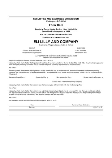 Vorschaubild Eli Lilly 10-Q Quartalsbericht 2015 