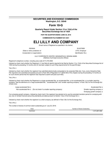 Vorschaubild Eli Lilly 10-Q Quartalsbericht 2018 