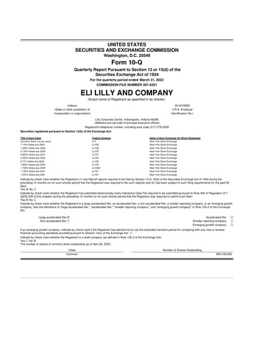 Vorschaubild Eli Lilly 10-Q Quartalsbericht 2022 
