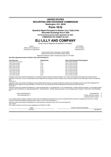 Vorschaubild Eli Lilly 10-Q Quartalsbericht 2025 