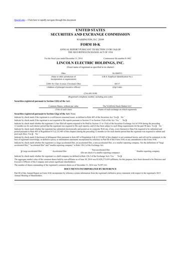 Vorschaubild Lincoln Electric
 10-K Jahresbericht 2014