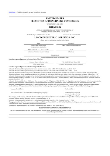 Vorschaubild Lincoln Electric
 10-K Jahresbericht 2017
