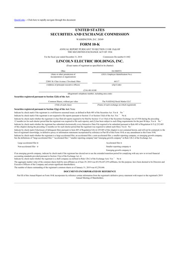 Vorschaubild Lincoln Electric
 10-K Jahresbericht 2018