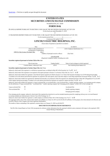 Vorschaubild Lincoln Electric
 10-K Jahresbericht 2019