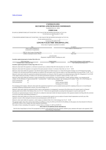 Vorschaubild Lincoln Electric
 10-K Jahresbericht 2024