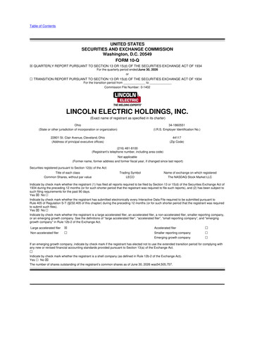 Thumbnail Lincoln Electric
 10-Q Quarterly Report FY2026 