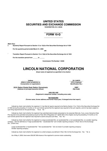 Vorschaubild Lincoln National Corporation 10-Q Quartalsbericht  