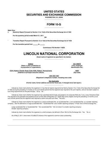 Vorschaubild Lincoln National Corporation 10-Q Quartalsbericht 2011 