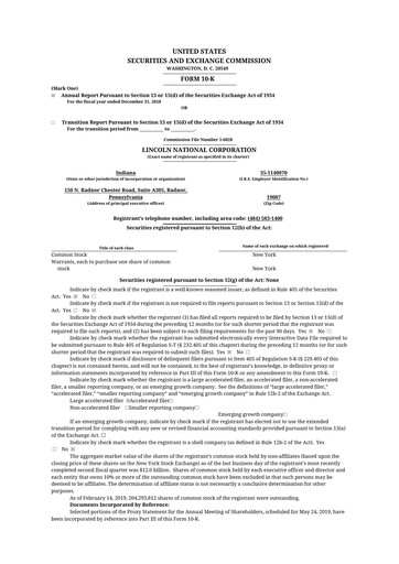 Thumbnail Lincoln National Corporation 10-K Annual Report 2018