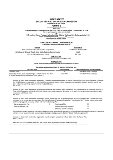 Thumbnail Lincoln National Corporation 10-Q Quarterly Report FY2026 