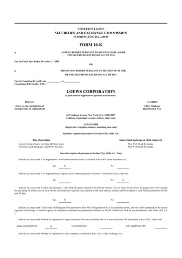 Thumbnail Loews Corporation
 10-K Annual Report 
