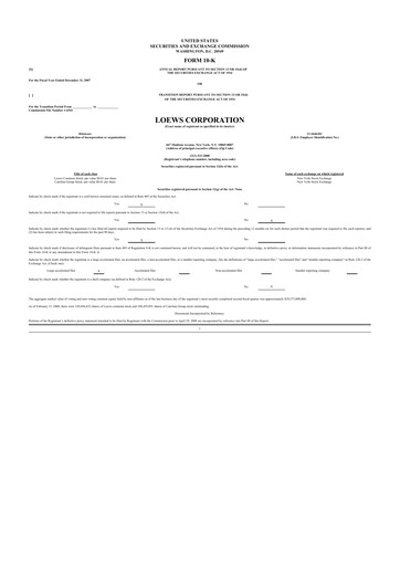 Thumbnail Loews Corporation
 10-K Annual Report 