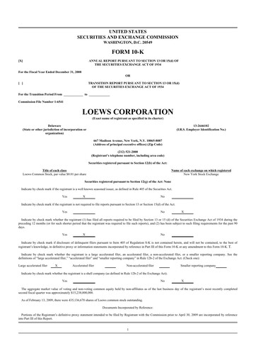 Thumbnail Loews Corporation
 10-K Annual Report 