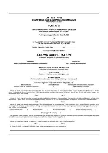 Thumbnail Loews Corporation
 10-Q Quarterly Report FY2023 