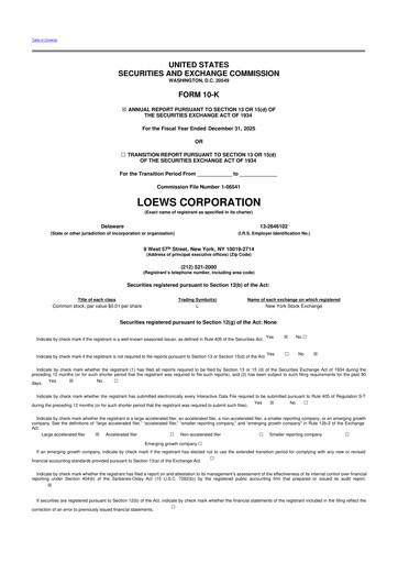 Miniature Loews Corporation
 10-K Rapport annuel 2025