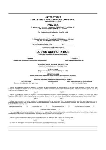 Thumbnail Loews Corporation
 10-Q Quarterly Report FY2026 
