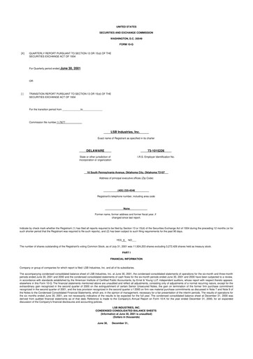 Thumbnail LSB Industries 10-Q Quarterly Report FY 