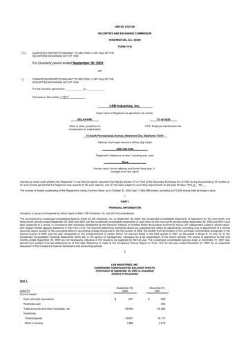 Thumbnail LSB Industries 10-Q Quarterly Report FY 
