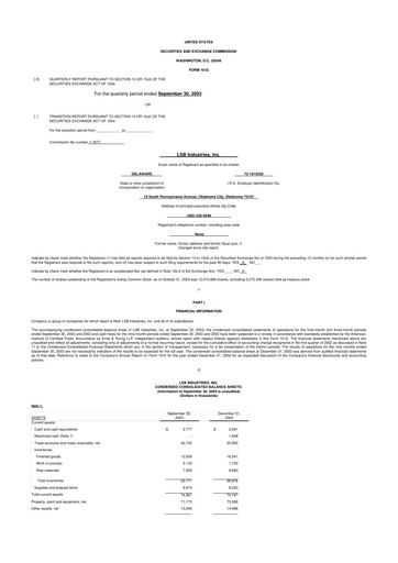 Thumbnail LSB Industries 10-Q Quarterly Report FY 