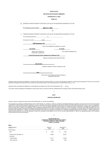 Thumbnail LSB Industries 10-Q Quarterly Report FY 