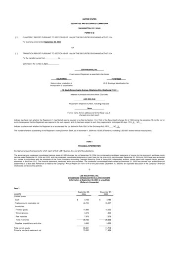 Thumbnail LSB Industries 10-Q Quarterly Report FY 