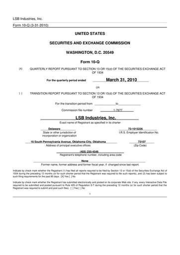 Thumbnail LSB Industries 10-Q Quarterly Report FY 