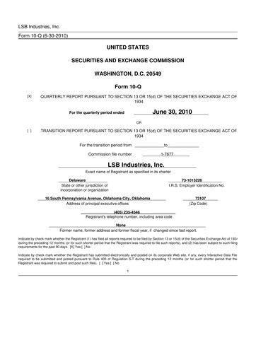 Thumbnail LSB Industries 10-Q Quarterly Report FY 