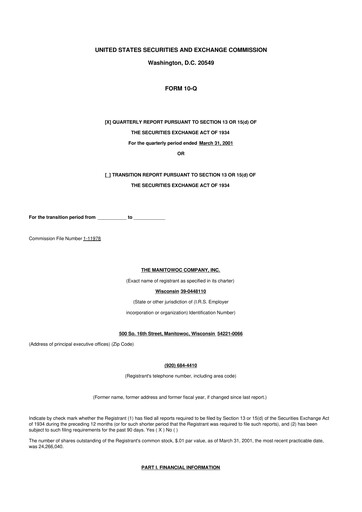 Vorschaubild The Manitowoc Company
 10-Q Quartalsbericht  