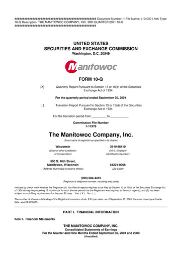 Vorschaubild The Manitowoc Company
 10-Q Quartalsbericht  