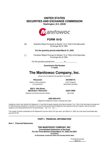 Vorschaubild The Manitowoc Company
 10-Q Quartalsbericht  