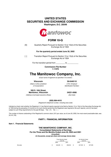 Vorschaubild The Manitowoc Company
 10-Q Quartalsbericht  