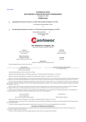 Thumbnail The Manitowoc Company
 10-K Annual Report 2014