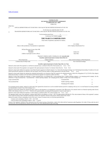 Thumbnail Marcus Corporation
 10-K Annual Report 2021