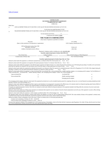 Thumbnail Marcus Corporation
 10-K Annual Report 2022