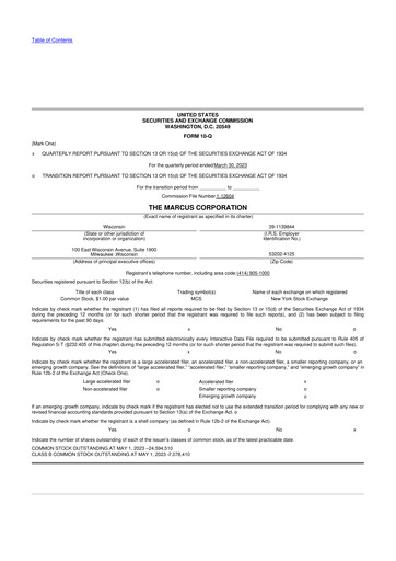 Thumbnail Marcus Corporation
 10-Q Quarterly Report FY2023 