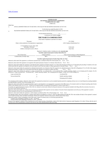 Thumbnail Marcus Corporation
 10-K Annual Report 2024