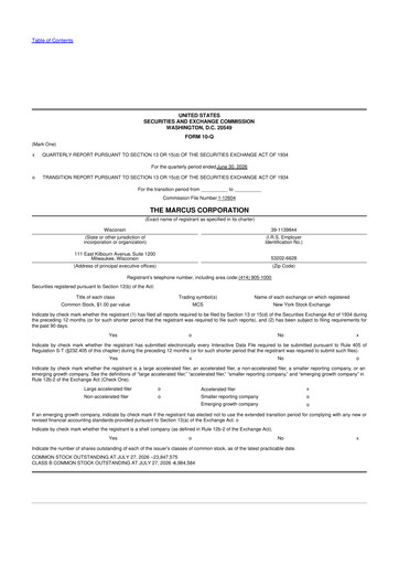 Thumbnail Marcus Corporation
 10-Q Quarterly Report FY2026 