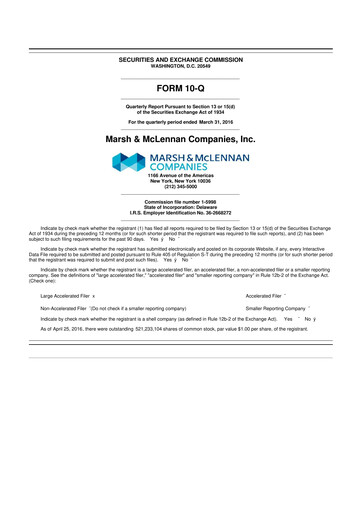 Vorschaubild Marsh & McLennan Companies 10-Q Quartalsbericht 2016 