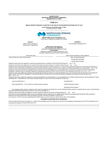 Thumbnail Marsh & McLennan Companies 10-K Annual Report 2018